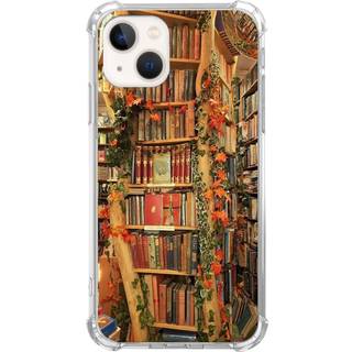 Nsyosio Vintage Bookstore Case til iPhone 14 ?stetiske gamle b?ger Bibliotekssag for teenagerstuderende Unikke trendy TPU -kofanger, der er kompa
