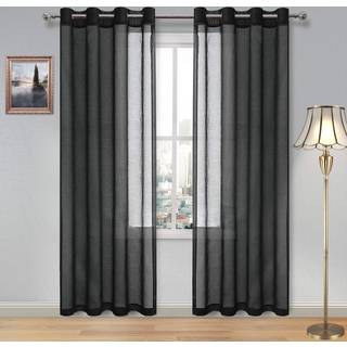 DWCN Sheer Curtains Faux Linen Grommet Vindue Gardin Voil