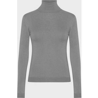 Cashmere-silke pullover med rullekrave grå Medium