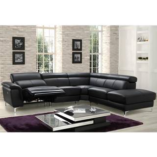 Hjørnesofa med elektrisk recliner i læder SITIA - Sort - Højre hjørne