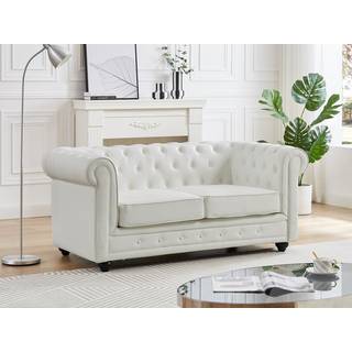 Hvid 2 pers. kunstlæder sofa CHESTERFIELD