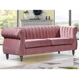 Chesterfield 3-personers sofa i vintage rosa velour TRUMBO