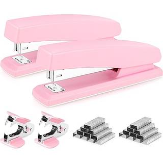 Deli Stapler Desktop Stapler 2 Pack Office Stapler 25 arkkapacitet inkluderer 2000 hæfteklammer og 2 hæfteklammer 2 pack pink