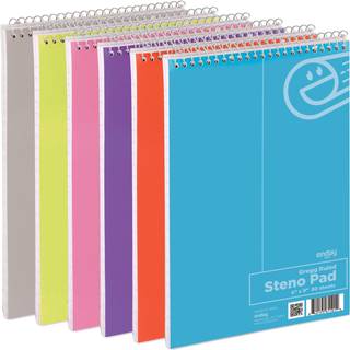 Enday Steno Pads Spiral 6 Pack 6 X 9 80 Sheets White Paper Gregg Rule Steno Notebook til at skrive forskellige farver Pink Purple Green Blue Red