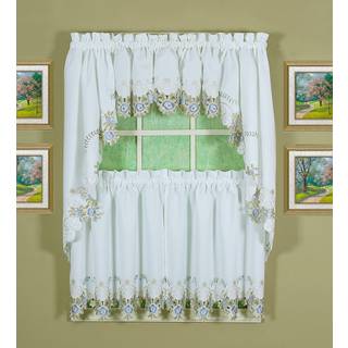 Dagens gardin Verona Reverse Embroidery Tier 36 """" Hvid/bl?