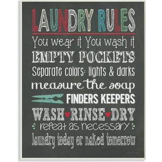 Stupell hjem d? Cor vaskeri regler typografi tavle badev?relse v?g plaque 10 x 0,5 x 15 stolt fremstillet i USA