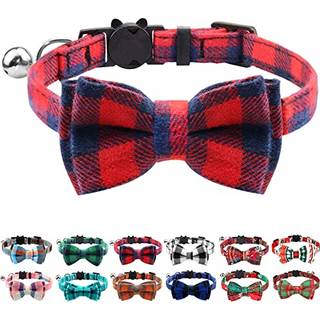 Joytale opgraderet kattehalsbnd med klokker Breakaway kattehalsbnd med sljfe 1 pakke pige dreng sikkerhedsplaid killing halsbnd rd