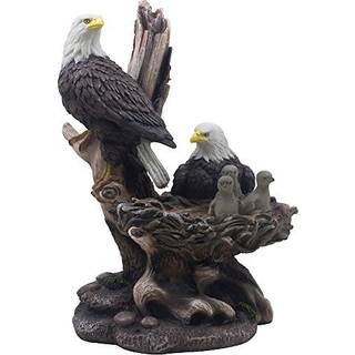 Bocianelli Patriotic American Bald Eagle familiestatue i rustikke boligindretningsskulpturer og figurer og fuglegaver