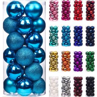 Emopeak 24pcs Julekugler Ornamenter til juletr? - Mini Shatternsof juletr? dekorationer h?ngende kugle til ferie bryllupsfest dekoration (s?bl? 1