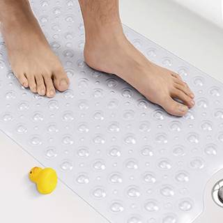 Hitslam Bath Mat til karbad Ikke -slip badekarmåtte 40 x 16 tommer ekstra lang badekar Måtmaskine Vaskbar badeværelsesbrusmåtte med sugekopper og