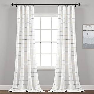 Frodig indretning ombre stribe garn farvet bomuldsvindue gardiner panel par 40 """" W x 95 """" l gul og gr?