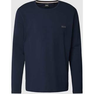 BOSS Black Herren Longsleeve blau Baumwolle & Mix unifarben