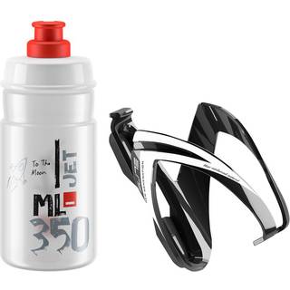 Flaskeholderkit Elite CEO Black Glossy +Bottle Jet 350ml Clear Log Red