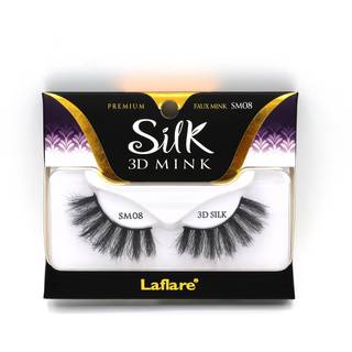 Laflare 3D SILK MINK Premium Faux Mink ?jenvipper Cat Eyes Wispy Fluffy Soft as Mink Multi-layered falske vipper (SM08)