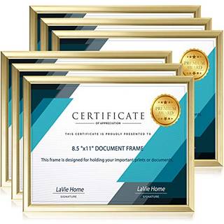 Lavie Home 8.5x11 Billedrammer (6 Pack Gold) Enkel designet fotoramme med high definition glas til v?gmontering & bordplade -display -s?t med 6 k