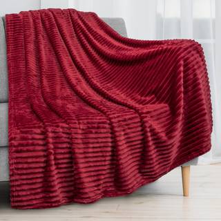 Pavilia super bl?d fleece kast t?ppe burgunder vin r?d luksus fuzzy plys flanel kast varm hyggeligt ribbed mikrofiber t?ppe til sofa sofa seng le
