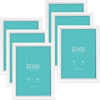 Lavie Home 5x7 Billedrammer (6 Pack White) Enkel designet fotoramme med High Definition Glass til vægmontering og bordplade -display -sæt med 6 k