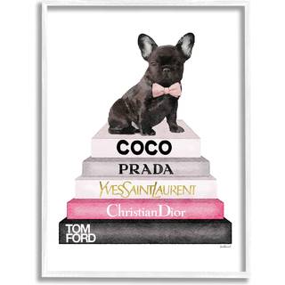 Stupell Industries Book Stack Fashion French Bulldog