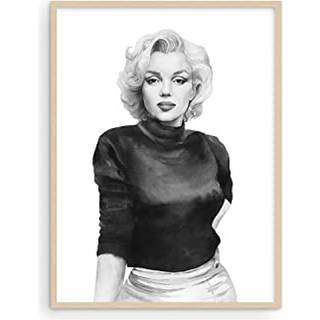 Haus og nuancer ikonisk kvinde plakat Marilyn Monroe sort og hvid filmstjerne Wall Art 12x16 beige indrammet boligindretning badev?relse sovev?re