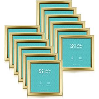 Lavie Home 4x4 Billedrammer (12 Pack Gold) Enkel designet fotoramme med high definition glas til v?gmontering og bordplade -display -s?t med 12 k
