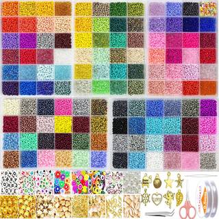 32400 pcs glasfr?perler til smykker, der fremstiller kit 120 farver 3 mm sm? perler kit armb?nd perler med bogstav onde ?jenperler hopper ringer