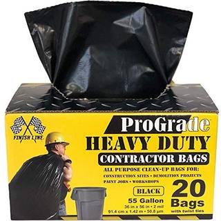 Reli. Entrepren?r papirkurvposer 55 gallon Heavy Duty | 20 poser m/b?nd | Konstruktion af skraldesposer | Industriel | Ekstra stor/stor | Sort