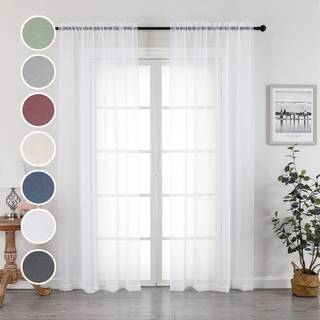 Owenie Sheer White Curtains 84 tommer l?ngde 2 paneler S?t stanglommen Voile fimly gardiner til stue/sovev?relse 2 stk hver 42 """" W x 84 """" L
