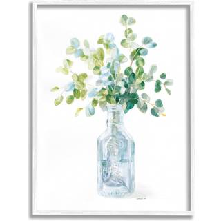 Stupa Industries Blue Flower Jar Still Life Green målning 16x20