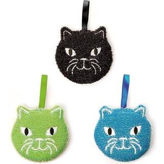 Kikkerland Kitty Cat Scrub Reusable Svampe til skrubbe reng?ringsopvaskek?kken Scrubbers S?t med 3 sort/gr?n/bl?