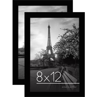 AmericanFlat 8x12 Billedrammer i sort - S?t med 2 - konstrueret tr? med knust resistent glas - vandrette og lodrette formater til v?g og bordplad