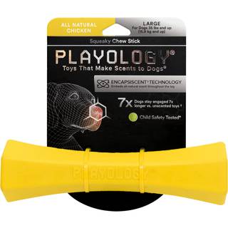 Playology Squeaky Chew Stick Dog Leget?j til store hunderacer (35 kg og op stor race) - til moderate tyggere - Engager helt naturlig kylling duft