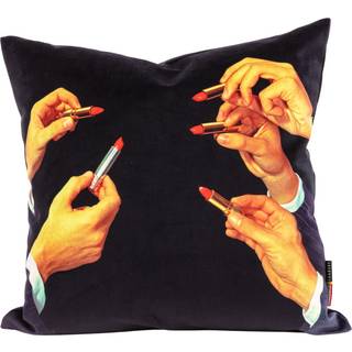 Seletti Cushions - 'Lipsticks' cushion, black in BLACK/MULTICOLOR POLYESTER/PLUME