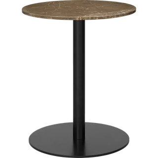 GUBI 1.0 Spisebord Rundt Ø60 cm M. Sort Base og Brun Emperador Marmor Top