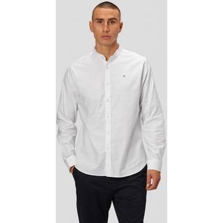 Oxford mandarin collar stretch shirt - Hvid