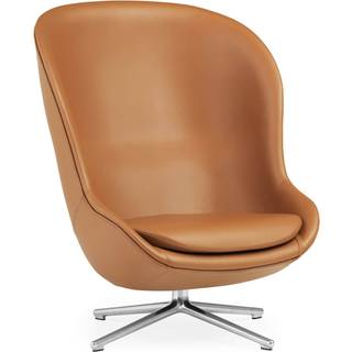 Normann Copenhagen Hyg Lænestol Høj Med Svirvelbase / Aluminium - Lænestole Læder Brandy - 603826