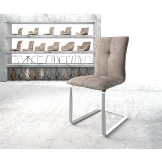 Freischwinger Maddy-Flex Mikrofaser Taupe Vintage Freischwinger flach Edelstahl - Taupe, Silber