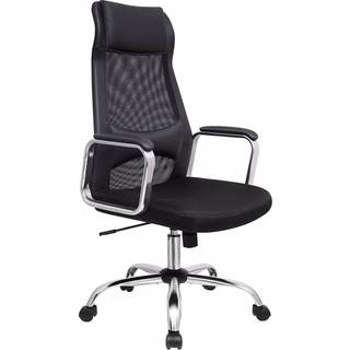 SONGMICS Ergonomisk computerstol åndbar ryg, højdejusterbar, sort