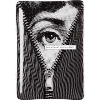 Fornasetti Barware - 'Tema e Variazioni n.401' ashtray in black and white 100 % porcelain