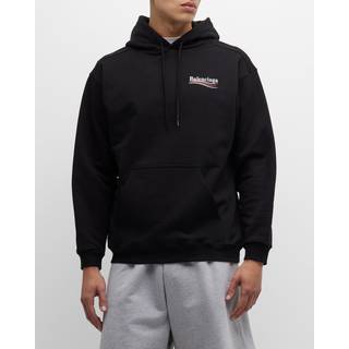 Balenciaga - Logo-Print Cotton-Jersey Hoodie - Men - Black - S