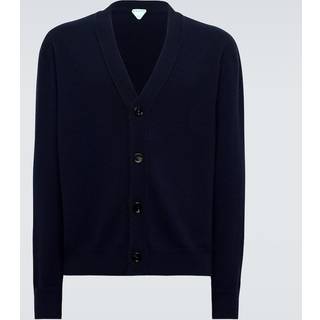 Bottega Veneta Intrecciato leather and cashmere cardigan - blue - EU 46