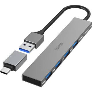 Hama 00200141 interface hub USB hub - USB 3.1 - 4 ports - Grå