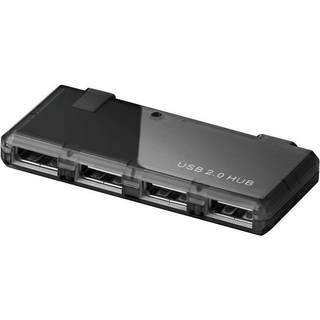 4-Port USB-A 2.0 Hub (4xUSB-A), sort, 0,4m
