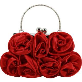 GOCLOTHOD BLOMFORindlagt silkeaftenpose skinnende rhinestone bryllupskobling h?ndtaske purse r?d