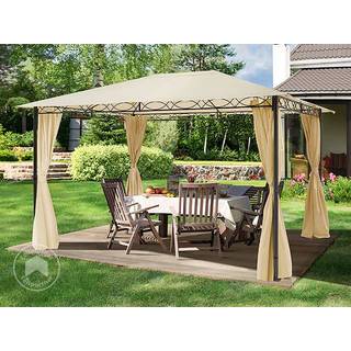 3x4m, havepavillon, inkl. 4 sidegardiner, champagnefarvet - (300110)