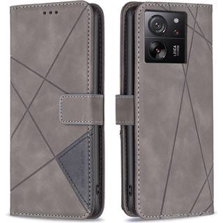 Xiaomi 13T/13T Pro BINFEN COLOR Præget Flip Cover - Grå