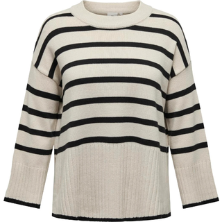 Only Carmakoma Hella LS Strik M-46/48 BIRCH STRIPES, BLACK