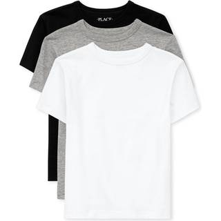 B?rnenes sted baby dreng og sm?b?rn grundl?ggende kort?rmet tees sort/gr?/hvid 3-pakke
