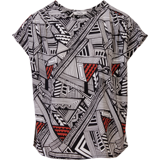 ChaCha Dame Kortærmet bluse - Black/White - S