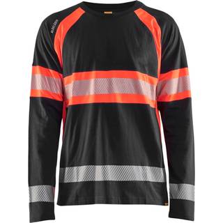 Blåkläder 3510 High Vis T-shirt lang ærme / High Vis T-shirt lang ærme - L - Sort/High Vis Rød