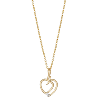Siersbøl - 14kt. guld hjerte med diamant på 0,005ct.